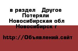 в раздел : Другое » Потеряли . Новосибирская обл.,Новосибирск г.